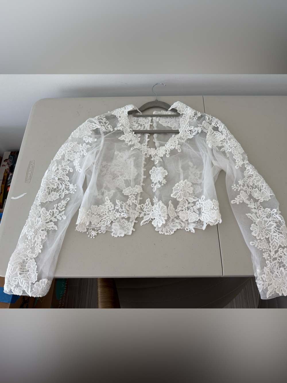 White Lace Sheer Bolero Jacket